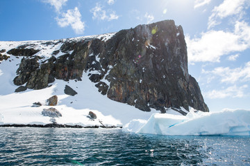 ice in the Antarctica with iceberg in the ocean