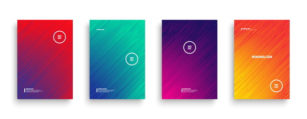 Dynamic Flow Lines with Vivid Colors Vector Minimalist Style Brochure, Cover, Flyer, Book Design Template. Contemporary Digital Glitch Art Conceptual Illustration