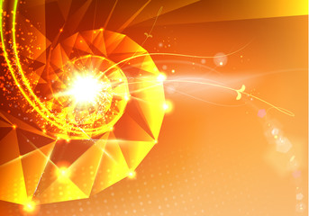 Poster - Abstract science design with polygons and triangles. Dna molecule spyral background. Vector illustration.