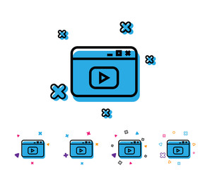Poster - Browser Window line icon. Video content sign. Internet page symbol. Line icon with geometric elements. Bright colourful video clip design. Vector