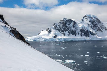 ice in the Antarctica with iceberg in the ocean