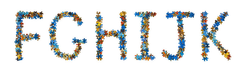 Poster - Alphabet made of puzzle pieces - education concept