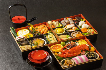 典型的なおせち料理 General Japanese New Year dishes(osechi)