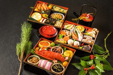 典型的なおせち料理 General Japanese New Year dishes(osechi)