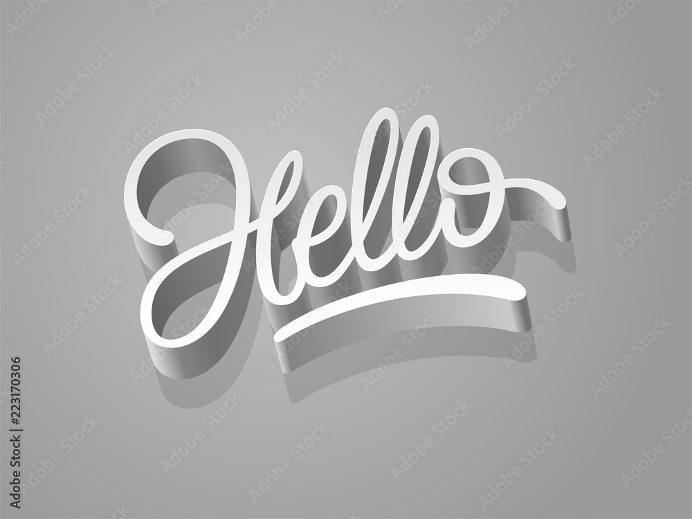 Hello word 3d calligraphy design. Handwritten hello script. Vector ...