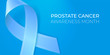 Realistic blue ribbon with copy space. Movember - prostate cancer awareness month. Medical banner with copy space. Editable vector illustration for poster, card, banner.