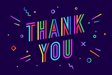 Canvas Print - thank you. greeting card, banner, poster and sticker concept, memphis geometric style with text than
