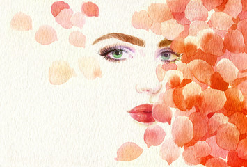 Canvas Print - beautiful woman. fashion illustration. watercolor painting