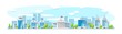 Cityscape with old parliament building and modern skyscrapper buildings like bank, office, apartment. Vector flat town illustration