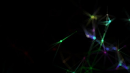 Poster - A color neural network.3d rendered abstract plexus shapes. Connection and web concept. Digital, communication and technology background with lines and dots. Loopable sequence
