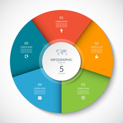 Wall Mural - vector infographic circle. cycle diagram with 5 options. can be used for chart, graph, report, prese