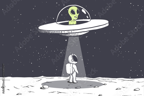 Cuadros en Lienzo an alien abducts an astronaut on Moon