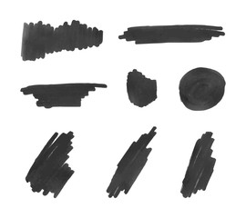 Wall Mural - Vector Black Marker Strokes, Isolated on White Background, Set.