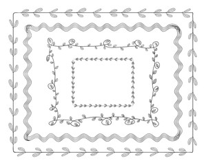 Wall Mural - vector doodle frames set isolated on white background, cute illustration tamplate, borders.