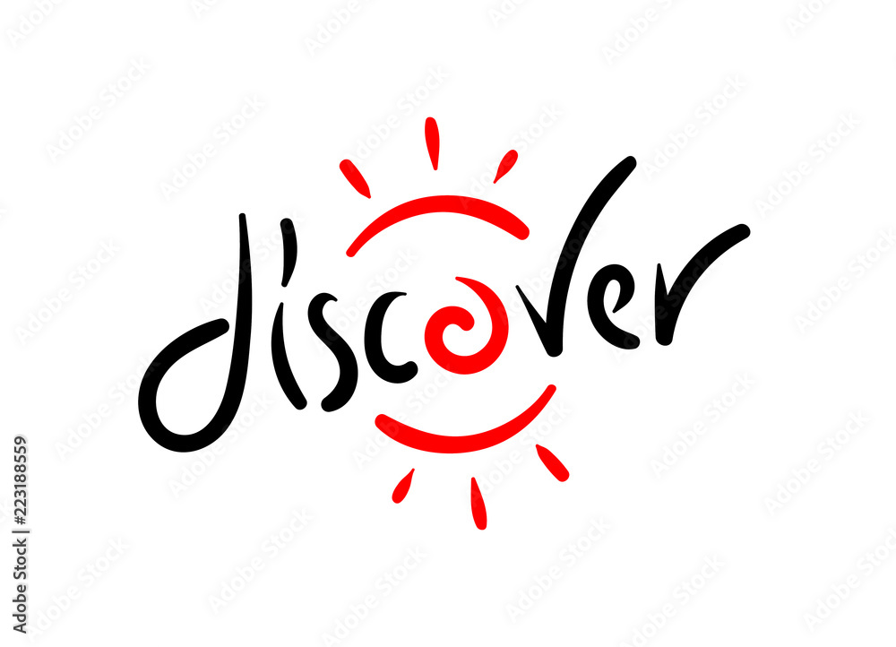 discover word, discover letter hand drawn vector - obrazy, fototapety, plakaty 