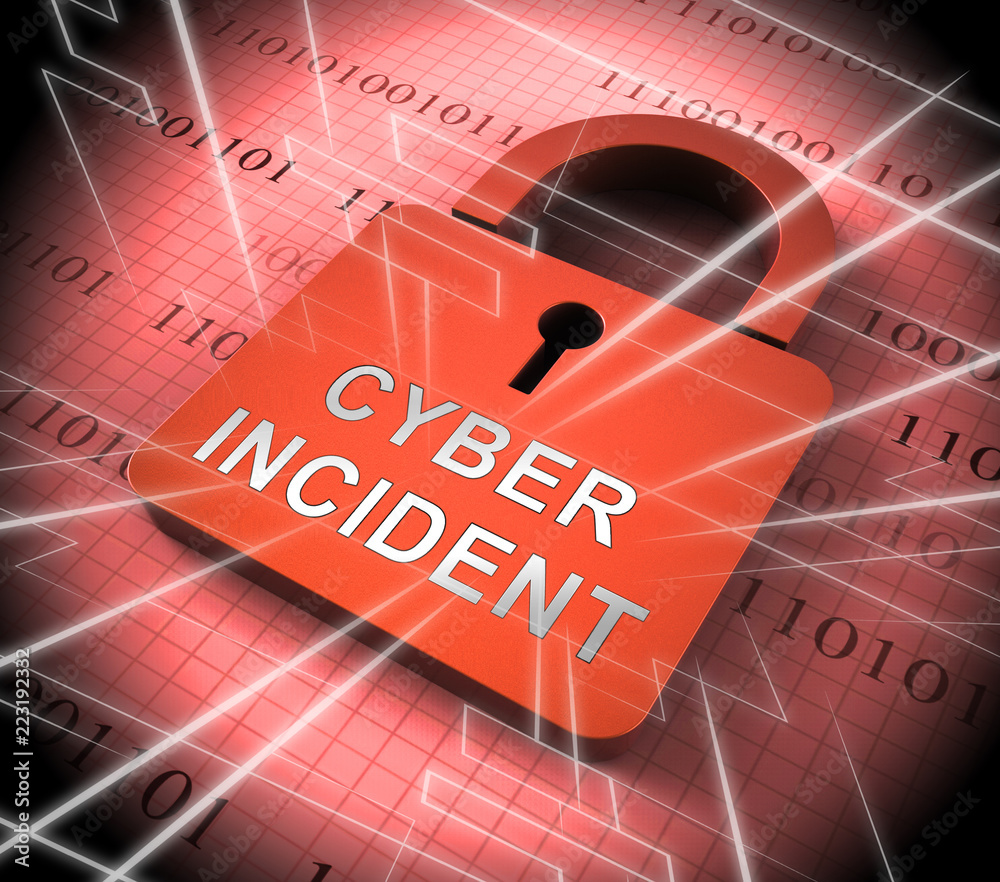 Cyber Incident Data Attack Alert 3d Rendering - obrazy, fototapety, plakaty 