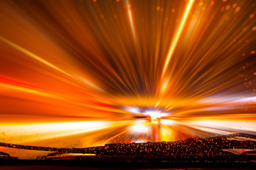 Wall Mural - night driving high speed fast moving going forward highway drive race performance concept