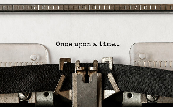Text Once upon a time typed on retro typewriter