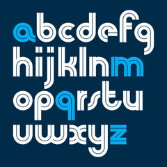 Poster - Set of vector bold lower case alphabet letters with white lines, best for use in logotype design in telecommunication theme.