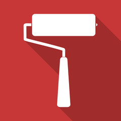 Poster - Painting roll vector icon. Paint sign. Flat design brush symbol.