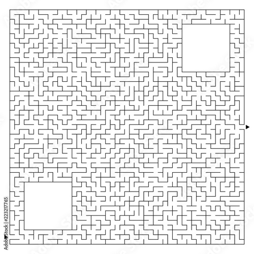 Foto  Abstract complex square maze with entrance and exit