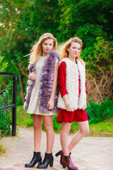 Two fashionable women outdoor