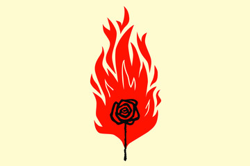 the rose in the flame of a match