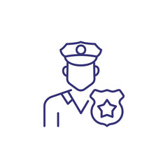 Wall Mural - Police officer line icon. Policeman, cop, badge. Occupation concept. Can be used for topics like law enforcement, police staff, uniform, occupation