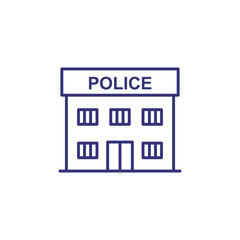 Wall Mural - Police station line icon. Department, office, building. Justice concept. Can be used for topics like accident, crime, arrest, station house, safety