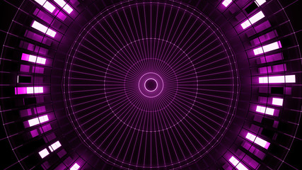 Poster - 3d asbtract technology background. Circular structure with bright elements and lines. Centered composition...