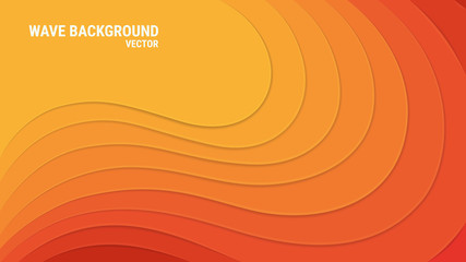 Poster - Paper cut. 3D effect. Orange wavy layers with a shadow and glare. Vector abstract background. Smooth geometric lines. Origami template. Material design concept. Layer carving art.