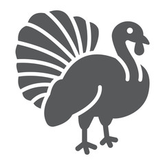Poster - Turkey bird glyph icon, animal and farm, poultry sign, vector graphics, a solid pattern on a white background.