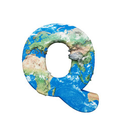 Fototapete - World earth globe alphabet letter Q uppercase. Global worldwide font with NASA map. 3D render isolated on white background.