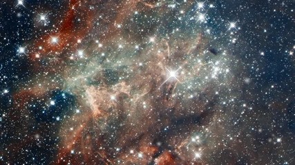 Wall Mural - Travel to tarantula nebula also know 30 doradus star nursery in outer space with flying star field. Contains public domain image by NASA