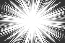 Comic Book Radial Lines Background. Manga Speed Frame. Explosion Vector Illustration. Star Burst Or Sun Rays Abstract Backdrop