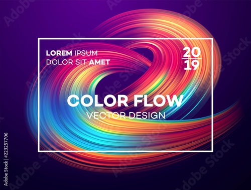 Modern colorful flow poster. Wave Liquid shape in blue color background. Art ...