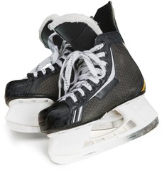 Pair of Black Ice Hockey Skates, Isolated on Transparent