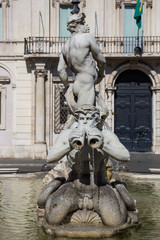 Wall Mural - Detail from Fontana del Moro (Moor Fountain), which is a fountain located at the southern end of the Piazza Navona in Rome, Italy.