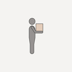 Poster - man carries box 2 colored line icon. Simple colored element illustration. man carries box outline symbol design from carrying and picking box set