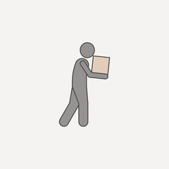 Poster - man in hand carries box 2 colored line icon. Simple colored element illustration. man in hand carries box outline symbol design from carrying and picking box set