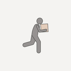 Poster - man runs with box 2 colored line icon. Simple colored element illustration. man runs with box outline symbol design from carrying and picking box set