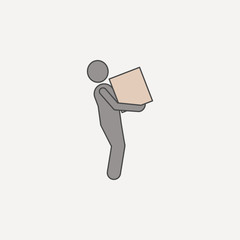 Poster - man carries box 2 colored line icon. Simple colored element illustration. man carries box outline symbol design from carrying and picking box set