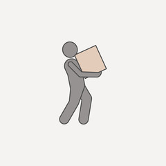 Poster - man carries box 2 colored line icon. Simple colored element illustration. man carries box outline symbol design from carrying and picking box set