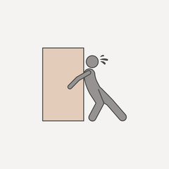 Poster - person assiduously pushes box 2 colored line icon. Simple colored element illustration. person assiduously pushes box outline symbol design from carrying and picking box set