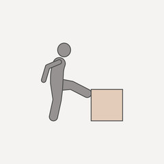 Poster - man pushes box with foot 2 colored line icon. Simple colored element illustration. man pushes box with foot outline symbol design from carrying and picking box set