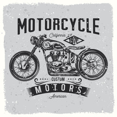 Vintage, custom motorcycle, bikers logo