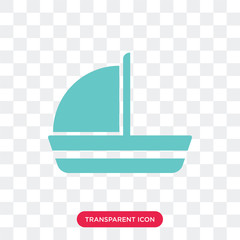 Wall Mural - Sailboat vector icon isolated on transparent background, Sailboat logo design