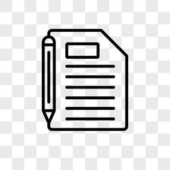 Fototapete - Note vector icon isolated on transparent background, Note logo design