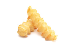 Crinkle Fries Isolated On A White Background