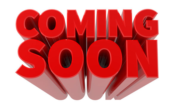 3D COMING SOON word on white background 3d rendering